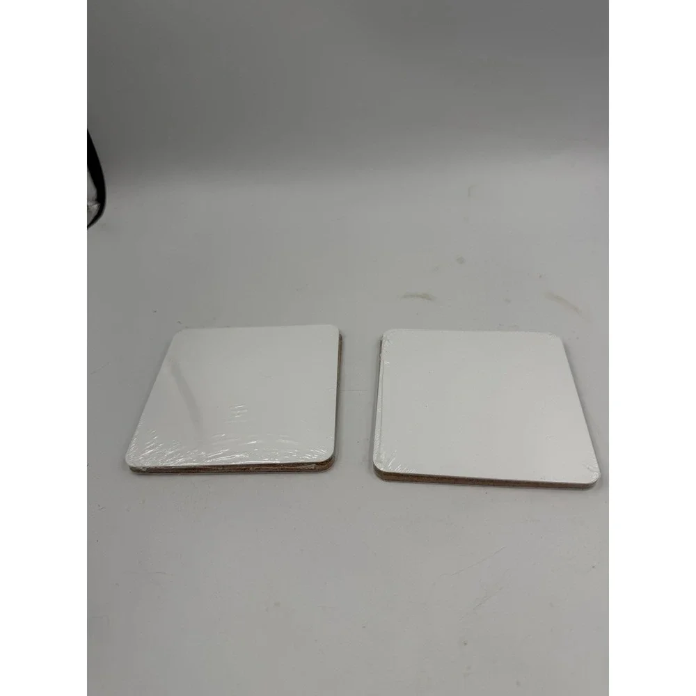 Set Of 4 Sealed White Cork Square 4 Inch Cork Backing Sheets Cork Coasters